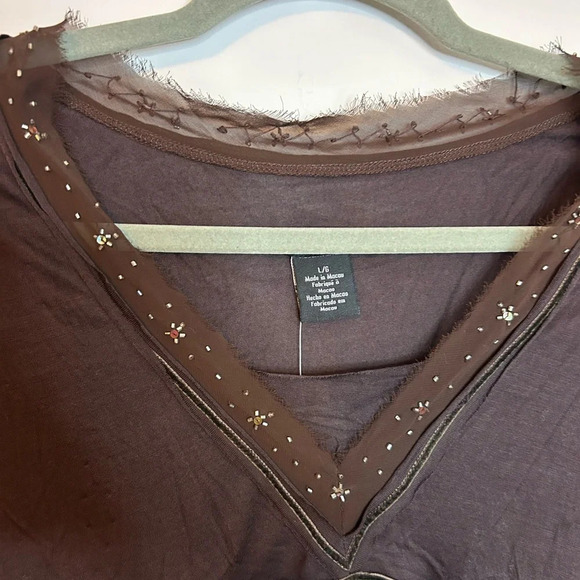 NWT Calvin Klein Jeans Brown Beaded Y2K Top - Picture 5 of 5